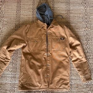 Dickies Tan Shirt Jacket with Gray Hood